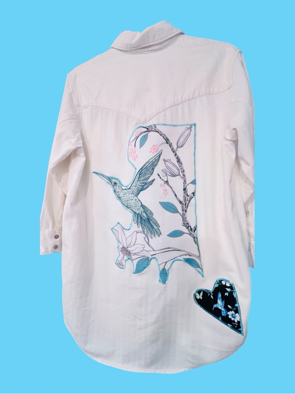 Aloha Refashioned Off White Hummingbird Shirt Dress or Shacket | NWT Medium